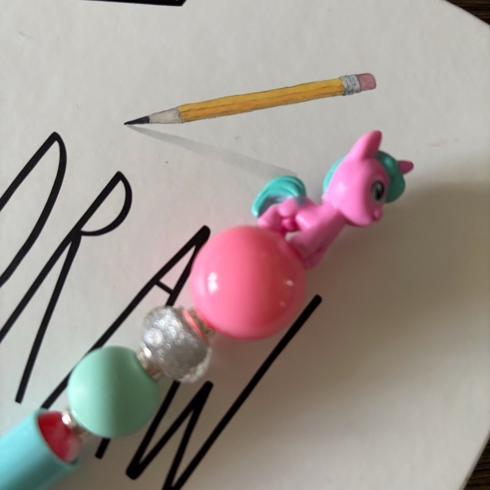 My Little Pony: Watermelon Shimmer handmade beaded pen